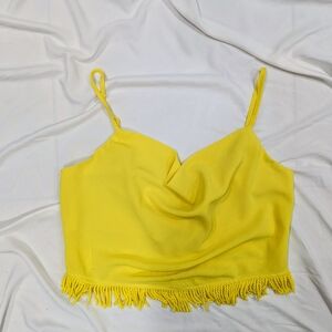 Milk & Honey Yellow Fringe Hem Women's Top